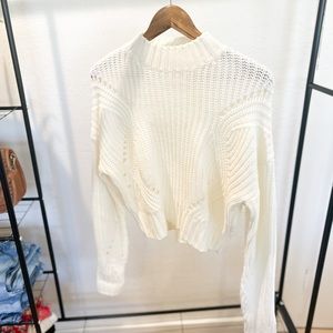White cropped sweater